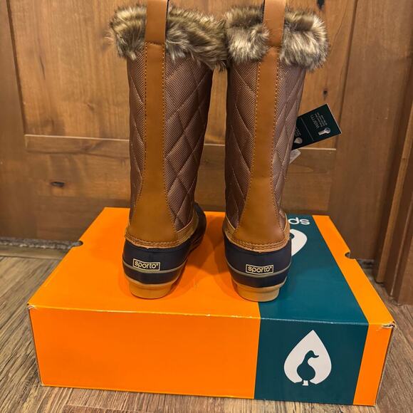 Sporto Deal Waterproof Quilted Duck Boots with Faux Fur Trim 9 Tan - Picture 10 of 10